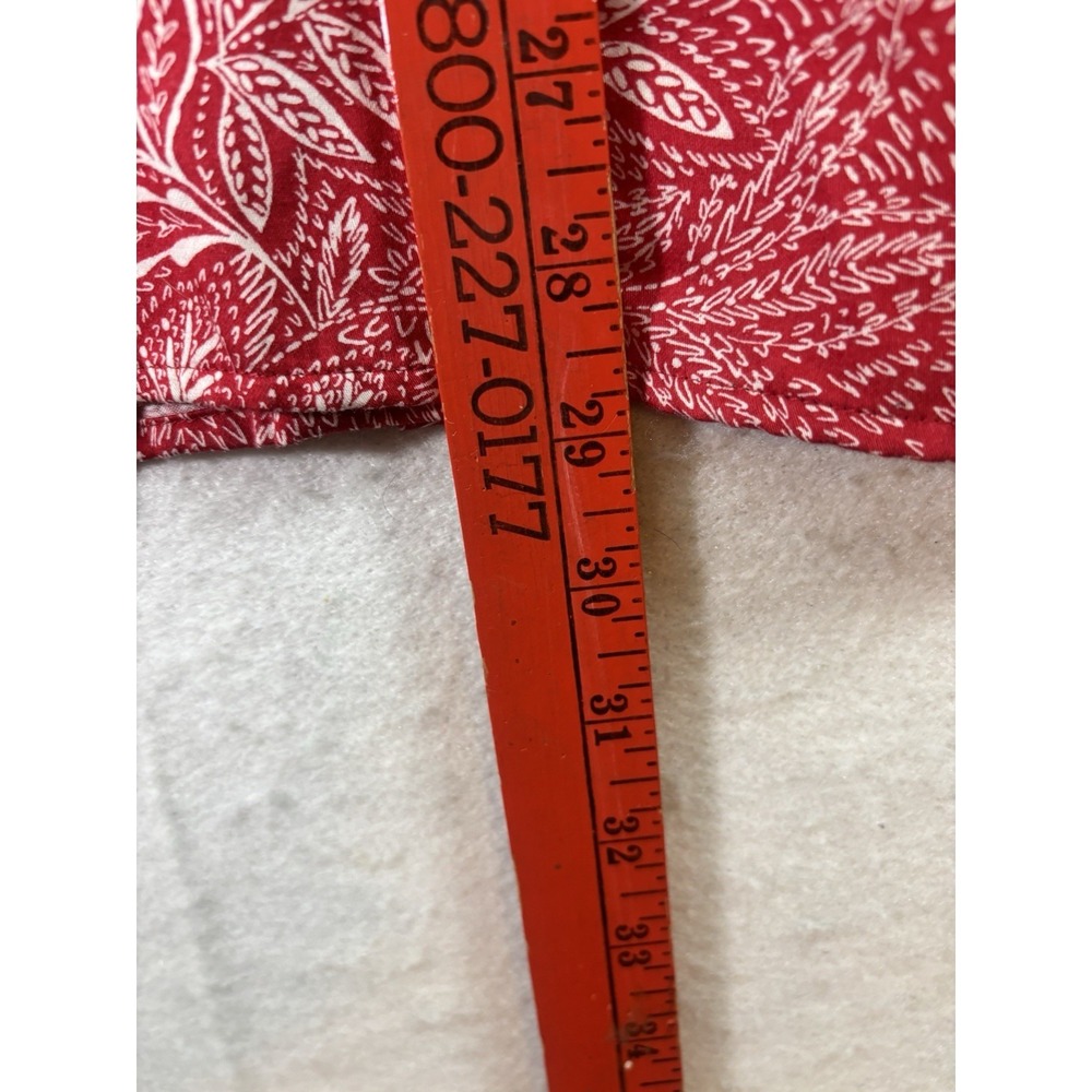 Foxcroft Women's 22 Button Up Red Floral Print Blouse L/SL Contrasting Cuffs - Picture 12 of 14